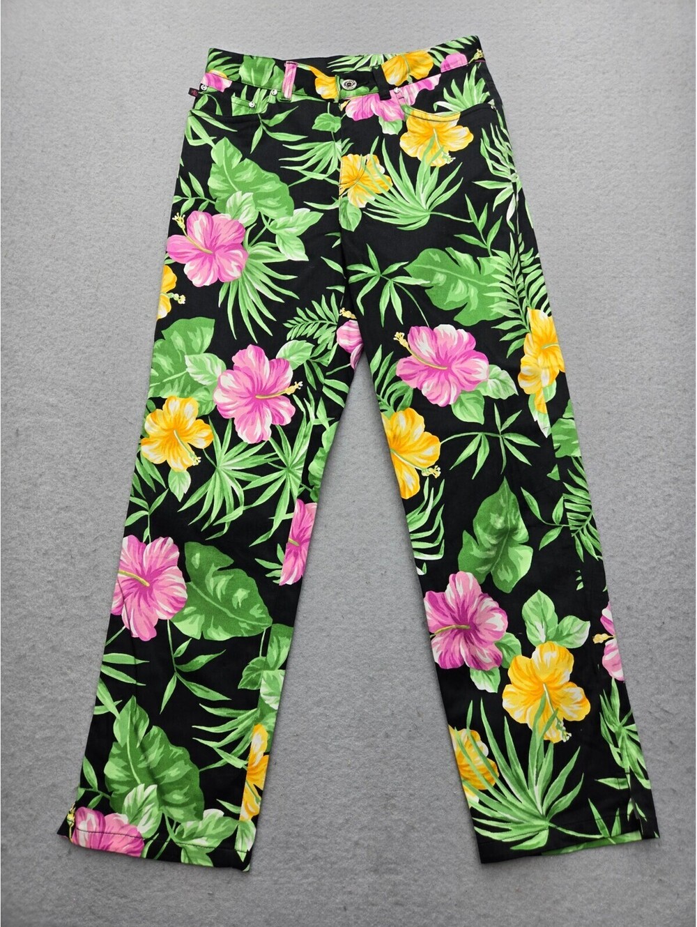 Ralph Lauren Women's Pants 2P Black/Multi Chino Mid Rise Floral Straight